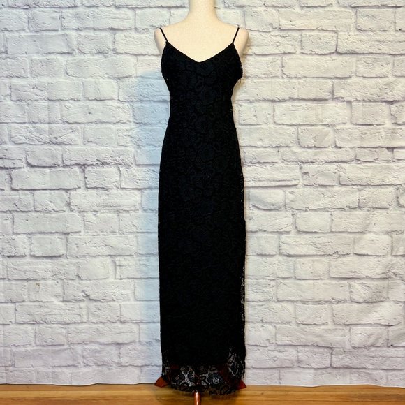 BB Dakota Rumer Black Floral Lace Maxi Dress - Picture 1 of 7